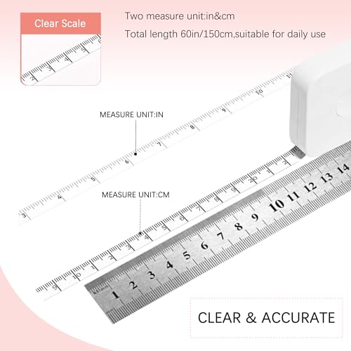 SlowVibes Bling White Diamond Retractable Body Measuring Tape, 60 Inch - color: White