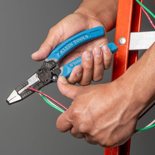 Klein Tools K12035L Klein-Kurve Wire Cutters, Made in USA, Heavy Duty Wire Stripping Tool with Lock, 8-20 AWG - size: Wire Stripper with Lock