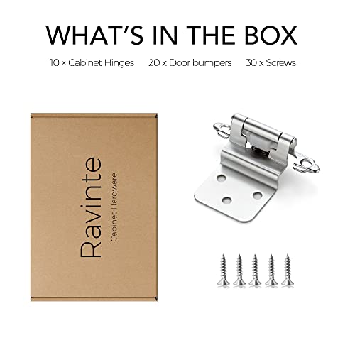 Ravinte 3/8" Inset Polished Chrome Cabinet Hinges 10 Pack (5 Pairs) - color: Polished Chrome