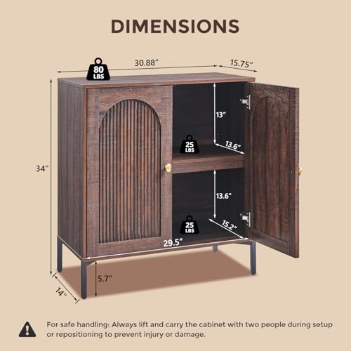 IFGET 92.63" W Modern Arched Sideboard Buffet Cabinet with Storage, Brown - color: Brown, size: 3 Pieces