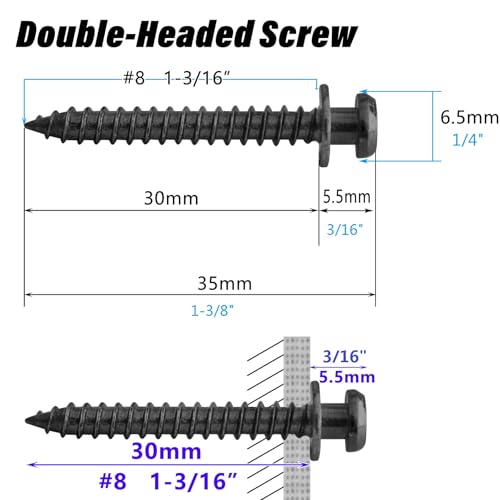 35Pcs Heavy Duty Bear Claw Hanging Screws Upto 30Lbs in Drywall/Wood Studs - size: Black Zinc