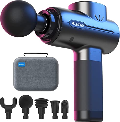 RENPHO Massage Gun Deep Tissue, Birthday Gifts for Women Men, Portable Percussion Massager for Back and Neck, Handheld Device with Carry Case, Active - color: Zenith Black