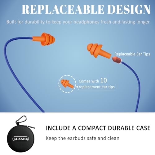 Bluetooth Earplug Headphones for Work, Replaceable Ear Tips