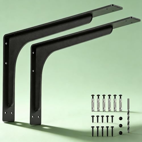 16 inch x 9.5 inch Shelf Support Bracket Heavy Duty, L Shelf Brackets ,max Load 300lbs, , Metal Brackets for Shelves, Counter Bracket ,Corner Brace,Pack of 4. - size: 16" x 9.5" (Supporting Bar)