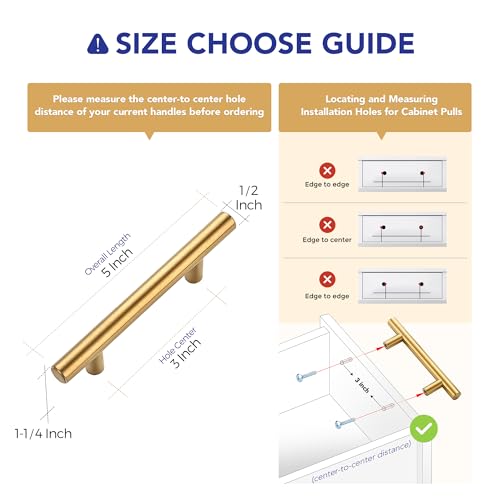 Ravinte Cabinet Handles,5" Length,3" Hole Center,Brushed Brass,30 Pack - color: Brushed Brass