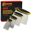 Custom Shop 4-Piece Carbon Spring Steel Body Filler Spreaders | Putty Scraper Set with Ergonomic Handles 2”, 3”, 4”, 6”