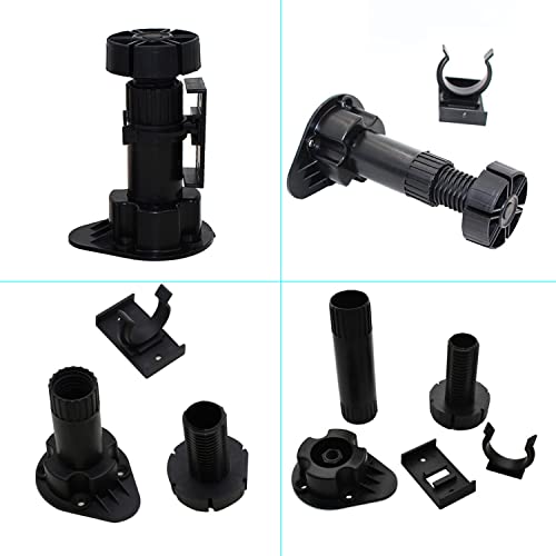 Black Furniture or Cabinet Leveler Legs - Support 330 Lb. per Leg - Adjusts from 3 7/8" to 5 3/8" - 12 Pack