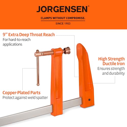 Jorgensen 48-Inch Deep-Reach Throat Bar Clamps, 9" Throat Depth, 2-Pack - size: 48-Inch