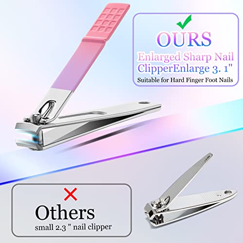 Aceoce Manicure Set Women Nail Clippers Professional Manicure Pedicure Kit Stainless Steel Nail Cutter Grooming Kit Personal Care Tool with Travel Case Gifts for Women Her Valentine's Day Mother's Day - color: Gradual Purple