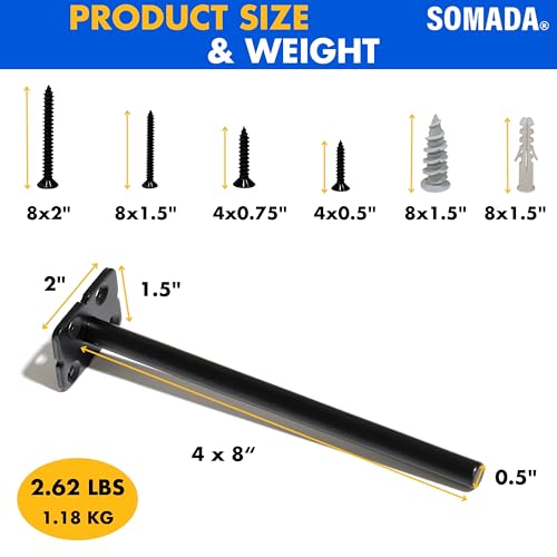 SOMADA Floating Shelf Brackets 8-Inch, 4-Pack Invisible Heavy Duty