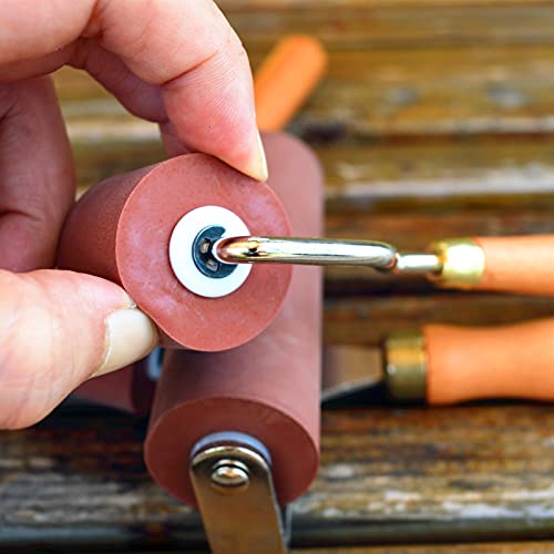 BANLTRE Rubber Brayer Roller for Printmaking, Ideal for Anti Skid Tape Construction Tools, Print,Craft Stamping Brayers for Wallpapers and Scrapbooks (0.4") - size: 0.4"