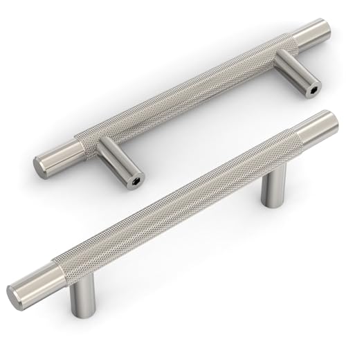 Amerdeco 10 Pack Brushed Satin Nickel Knurled Cabinet Pulls 3-3/4 Inch Hole Centers Kitchen Cabinet Handles Hardware Kitchen Handles for Cabinets Handles IH0006… - color: Brushed Satin Nickel, size: 3.75"/96MM Hole Center