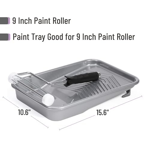 Bates- Paint Tray Set, 9 Inch, 62 pcs, 1x 9 Inch Paint Tray Liners, 60x Disposable Plastic Liners & 1x Roller Frame - size: 62 pcs