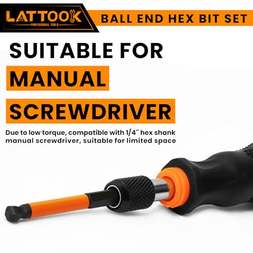 Metric & SAE Ball End Hex Bit Set with T Handle Ratchet Driver - style: 24PCS 2.5IN Ball Hex Bits+T Handle