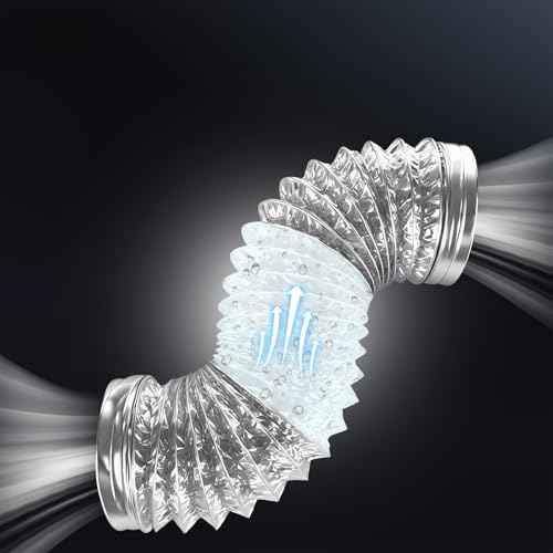 4 Inch Dryer Vent Hose 3FT, 6-Layer Flexible Aluminum Ducting with Rolled Edge Ends, Fire-Resistant Exhaust Hose for Dryer, Ventilation, HVAC, Short Runs - size: 4 inch 3 Feet