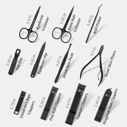 MINKINH Manicure Set Professional Nail Clipper Kit-26 Pieces for Men, Black | Stainless Steel Manicure Kit,Nail Care Tools with Luxurious Travel Case Nail Grooming Kit Gift for Husband Boyfriend Parent - color: Black