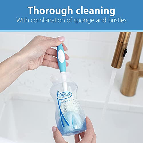 Dr. Brown's Baby Bottle and Nipple Brush Soft Touch and Sponge Brush, Blue Variety Pack, 2 -Pack - color: Blue Variety Pack, size: 2-Pack