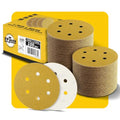100PCS 6 Inch 100 Grit 150mm 6 Hole Sanding Discs Sandpaper - Premium Gold Round Hook and Loop for Random Orbital Sander - Ideal for Wood, Metal, Automotive - style: 100 Grit - 100 Pack