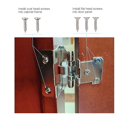 Brushed Nickel Kitchen Cabinet Hinges, 1/2” Overlay, 4 Pack - color: Brushed Nickel