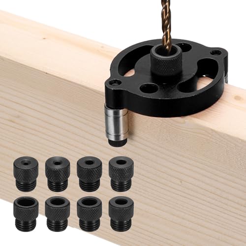HARFINGTON Self Centering Doweling Jig Kit Straight Holes Puncher Dowel Jig Locator with Drill Bushings(3/4/5/6/7/8/9/10mm) Woodworking Joints Tool for Precise Straight Holes, Black - color: Black