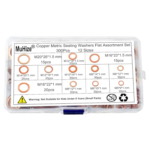 MuHize Copper Washers Kit 300PCS 12 Sizes