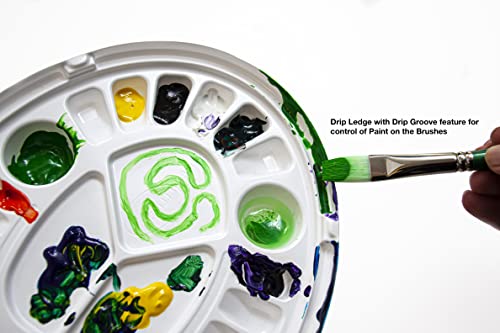 rPALETTE by Green Ellipse- 3 Pack - Environmentally Sustainable Made from Recycled Plastic - Paint Palette - Art Palette with Brush Holder Feature - Large Size 11 X 8 3/4 in,White,rPALETTE-1