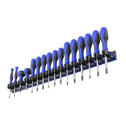 Magnetic Screwdriver Organizer for Tool Box Drawer – Holds 16 Tools – Magnetic Tool Box Organizer Rack – Screwdriver Holder for Toolbox, Drawer, or Wall Mount - color: BLUE