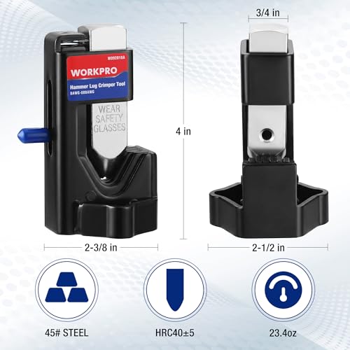 WORKPRO Hammer Lug Crimper Tool for 8 to 3/0 AWG Battery & Welding Cables