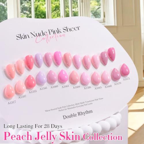 Double Rhythm 28Pcs 0.5Oz Gel Nail Polish Set Same Color Same Bottle Gel Polish Kit Nail Art Manicure Salon DIY at Home for Women (Neutral Skin Pink Nude Collection-T24-12) - color: Neutral Skin Pink Nude
