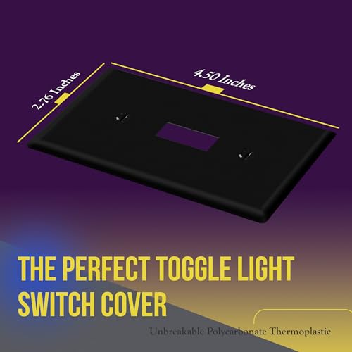 ENERLITES 5 Pack Light Switch Cover Plate for Toggle Wall Switch, Black - color: Black, size: 5 Pack