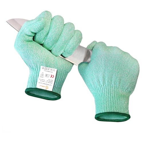 Evridwear Cut Resistant Gloves Food Grade Level 5 Kitchen Safety Protection (Medium, Green) - color: Green, size: Medium (Pack of 1)