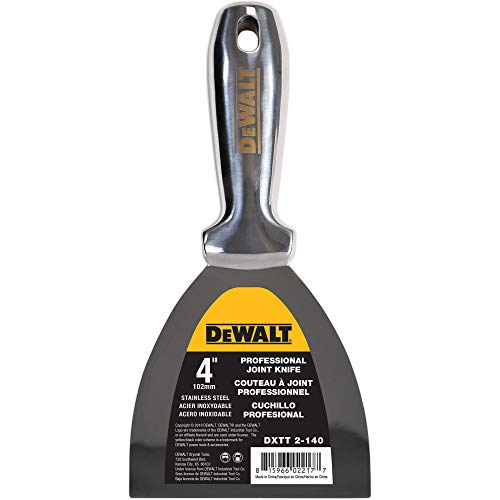 DEWALT 4" All Stainless Steel Joint Knife | One-Piece Premium Polished Metal Putty Blade | 2-404 - size: 4-Inch