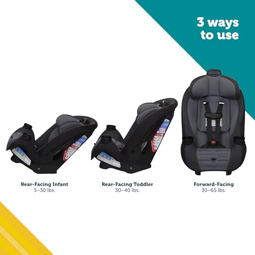 Safety 1st Ellaris 3-in-1 Convertible Car Seat, Slim Fit Design, Rear & Forward-Facing, 5-Position Headrest, Travel-Friendly with Machine-Washable Seat Pad, London Blue - color: London Blue