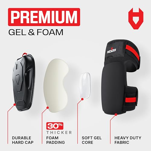 NoCry Professional Gel Knee Pads for Work — Heavy Duty Anti-Slip Cap, Extra Dual-Layer Foam and Cushion, Reinforced Adjustable Non-Slip Straps, Built-in Hangand Pull Loops, Fits Men Women, Black