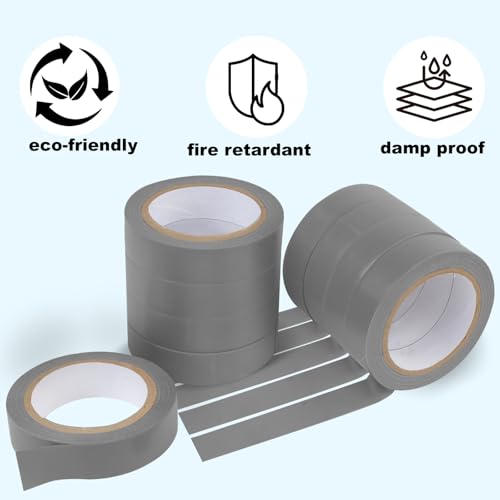 Romeda 9 Pack Electrical Tapes, Electrical Tape Water, Sun, and Oil Resistant, Electrical Tape is Suitable for Most Domestic, Commercial, and Industrial environments - Gray - color: Grey