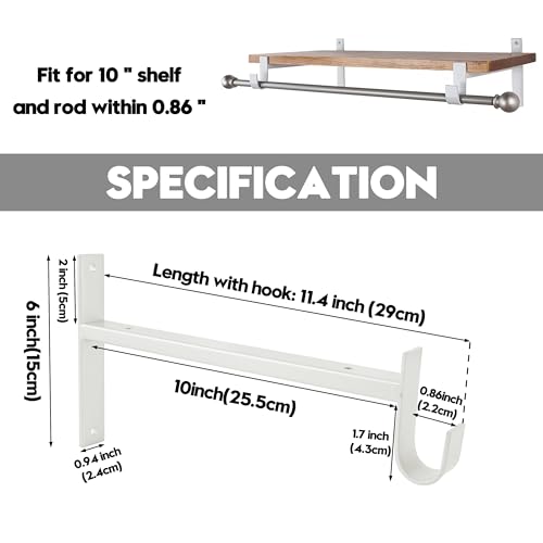 AddGrace Closet Rod Bracket Heavy Duty Shelf Brackets White 10 Inch 4 Pack - color: White, size: 10 Inch