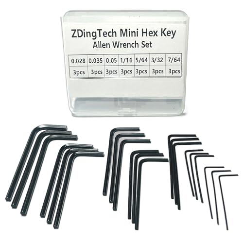 21pcs Mini Hex Key Set,Mini Hex Wrench sets Tool Kit,Imperial L Shape Micro Allen Wrench, 0.028, 0.035, 0.05, 1/16", 5/64", 3/32", 7/64", Each 3 Set. - size: Mini Hex Key Set-21 pcs for all size-Black