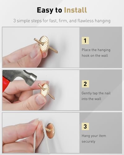 Uniclife 80 Pcs Picture Hangers, Picture Hanging Kit 4 Sizes - size: 80 Pcs, style: Gold