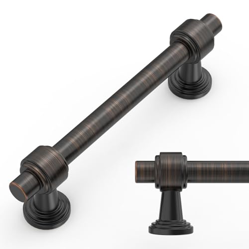 Amerdeco 10 Pack Oil Rubbed Bronze Cabinet Pulls 3.75 Inch(96mm) Hole Center Drawer Pulls Cabinet Hardware Kitchen Cabinet Handles for Bathroom ZH0069 - color: Oil Rubbed Bronze, size: 3.75" Hole Center