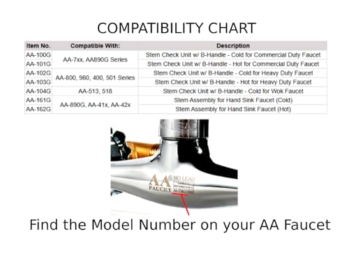 AA-161G+HDL Cold Stem Set with Handle for AA Faucet AA-400 Series 4" Faucets - style: Cold (AA-161G+HDL)