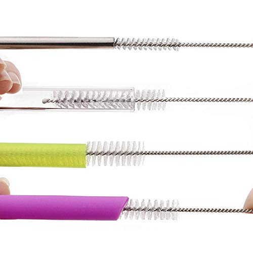 Straw Brush Cleaner (10 Pack), Flexible Nylon Pipe Tube Cleaning Brushes with 0.4" Bristles, Rust-Proof Stainless Steel Reusable Straw Washers for Standard Tumblers, Bottles & Teapot Spouts 8.2 Inch