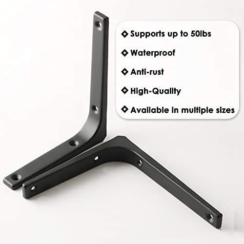 SAYAYO Wall Shelf Bracket Black, 6 X 5 Inch Heavy Duty L Bracket for Wood - color: Black, size: 6 x 5 Inch (4 PCS)