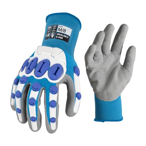 Safety Work Gloves Men Women, Impact Gloves with TPR Protection - color: Blue, size: Medium