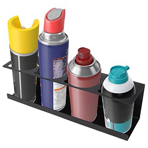 RealPlus Aerosol Spray Can Holder Rack Organizer, 4 Can Spray Bottle Holder Heavy-Duty Steel Wall Mounted for Garage and Workspace, Pack of 4 - color: 4-Can