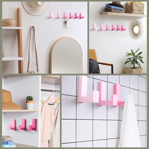Teenyyou 6 Pcs Cute Kids Wall Hooks Adhesive for Backpack Pink Mixed Color - color: Pink Mixed Color