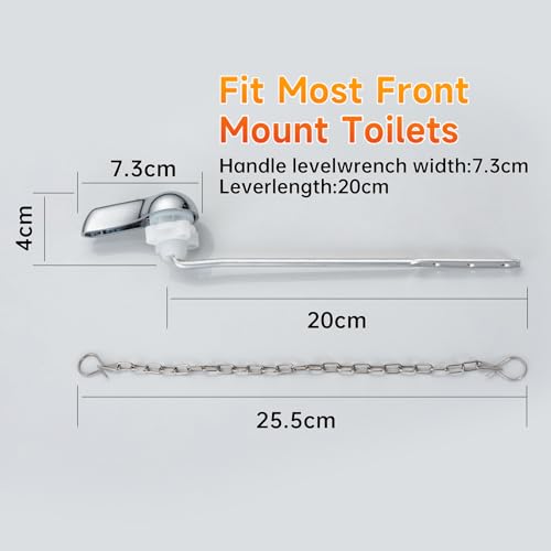 Joyrain Universal Front-Mount Toilet Replacement Kit, Toilet Flush Tank Rod with Stainless Steel Flapper Chain, Compatible with Most Front-Mount Toilets (Chrome (Brushed Nickel Rod), 1-Pack)