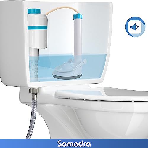 SAMODRA Silent Toilet Fill Valve, Adjustable Water Level, High Performance Flush Valve Replacement Kit, Anti-Siphon, Water-Saving, Easy Install in Minutes