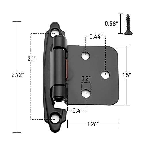 50 Pack (25 Pairs) Overlay Self Closing Cabinet Hinges Matte Black - color: Black, size: 50 Pack (25 Pairs)