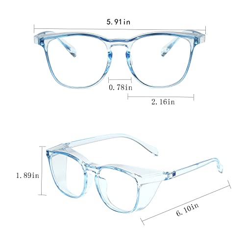 Safety Glasses for Men Women Nurses Anti Fog Stylish Fashion Comfortable Goggles with Side Shields Eye Protection for Adult - color: Blue
