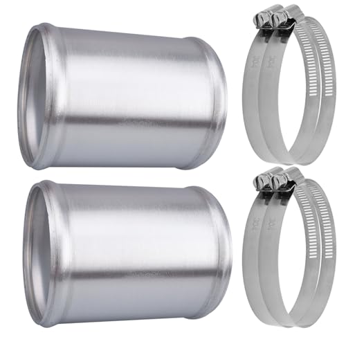 AC PERFORMANCE 3" (76mm) OD Aluminum Alloy Hose Joiner Silicone Pipe Connector Bead, 4" Length with 304 SS Clamps, Pack of 2 - size: 3" (76mm) - 2PCS